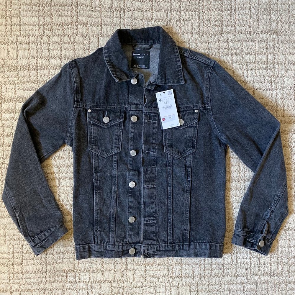 Bershka Black Denim Jean Jacket Size XS